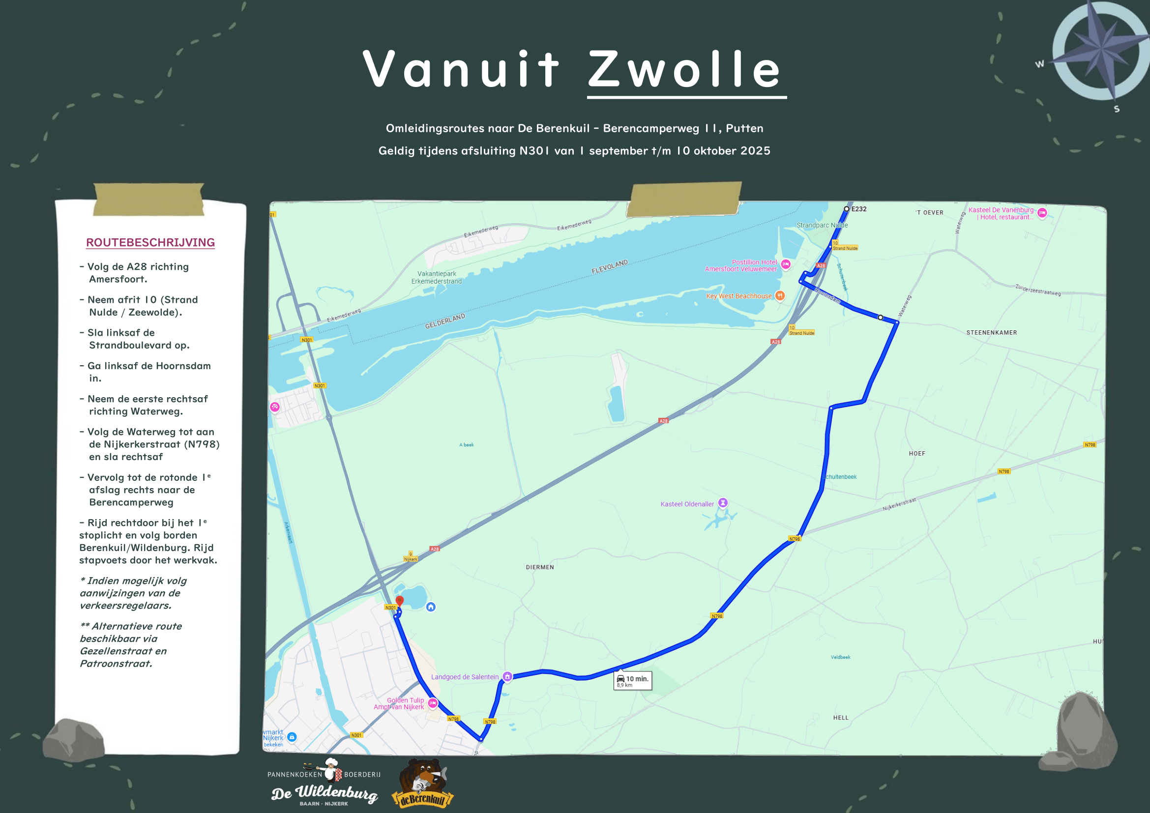 omleiding berenkuil vanuit Zwolle